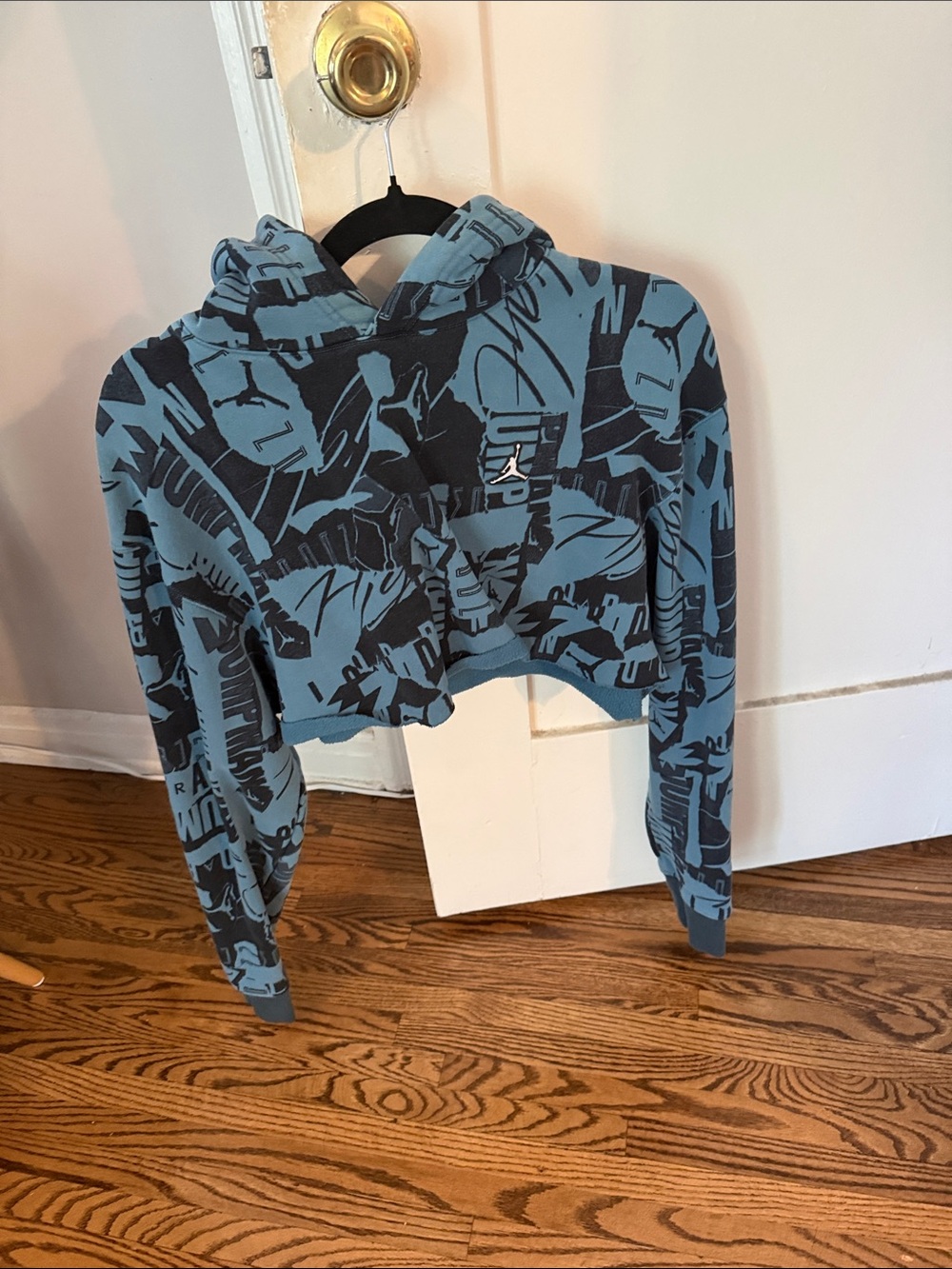 Jordan Blue and Black Cropped Hoodie - RARE all over print